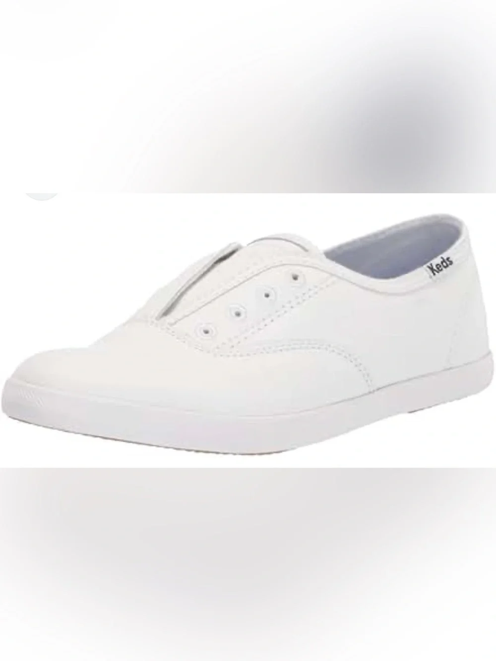Keds White Women's Slip-On Canvas faux leather minimalist Sneaker